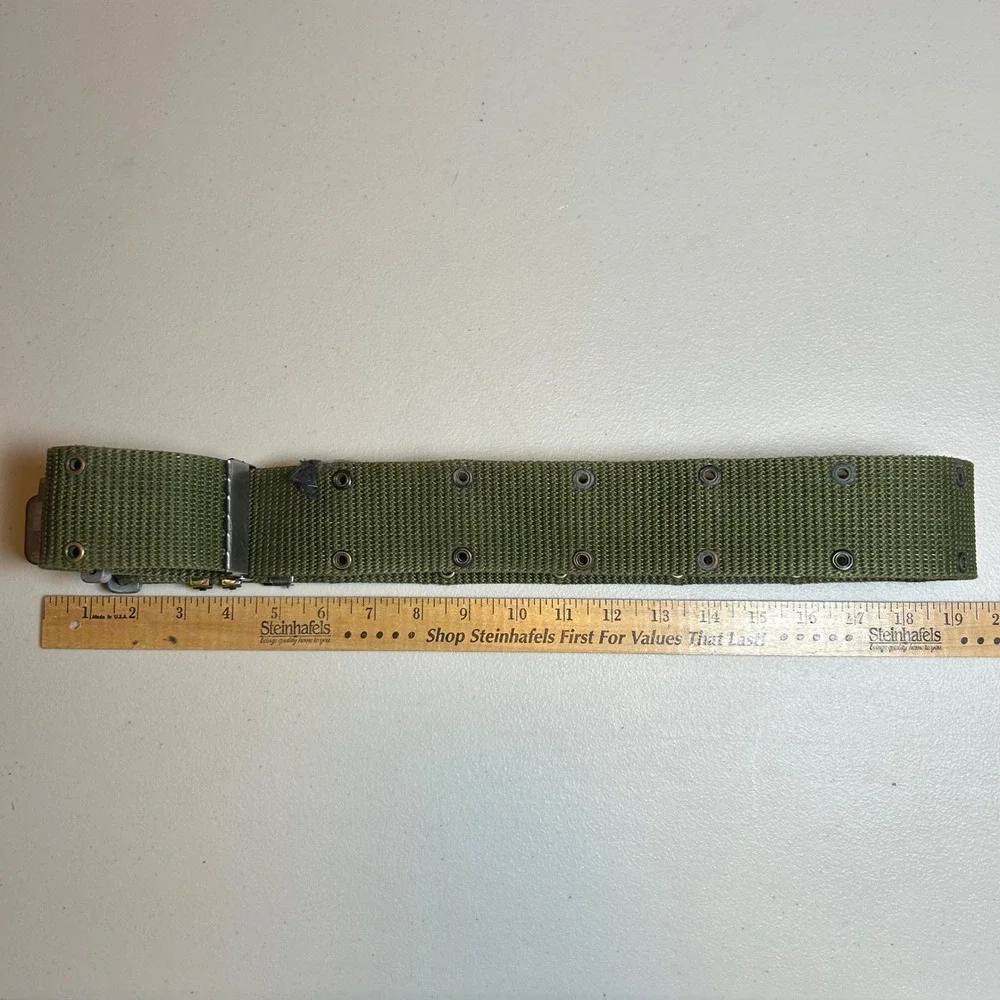 Vintage Military Style Olive Drab Nylon Pistol Belt Utility Tactical Gear Green